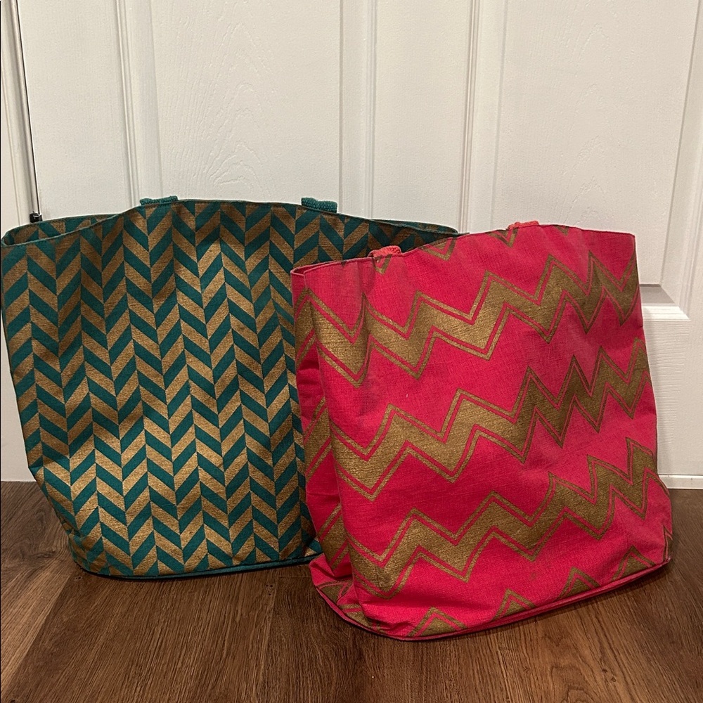 Stylish Pink and Blue Tote Bags